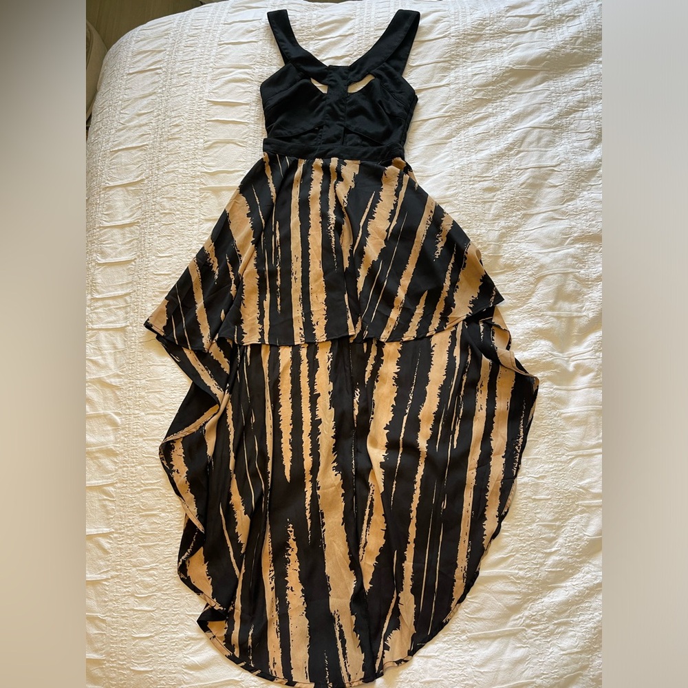 High-Low Dress in Black and Tan